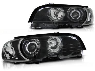 Scheinwerfer CCFL Angel Eyes für BMW 3er E46 Coupe Cabrio Bj. 99-03 Schwarz